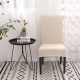 Dining Room Chair Covers, Set of 4 or 6, Stretchy, Removable, Washable, Chair Covers, Decorative Protectors, Seat Covers for Hotel Beige-tfrf Beige 6pcs - Top-Down View