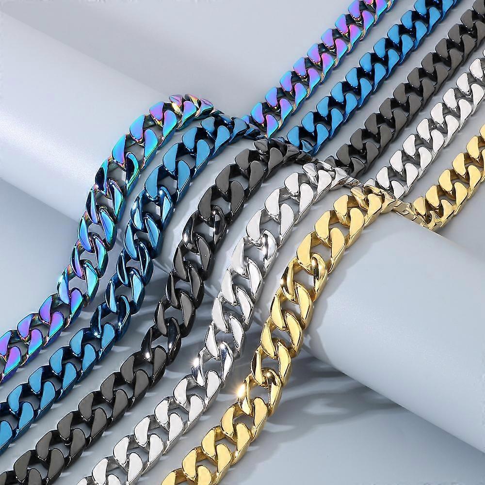 Necklace for Men 50/60CM 316L Stainless Steel 15MM Width Curb Cuban Link Chains On Neck Jewelry Men's Necklace Accessories (Multicolor, 50CM)