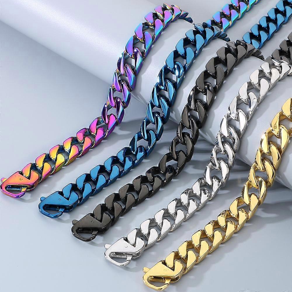 Necklace for Men 50/60CM 316L Stainless Steel 15MM Width Curb Cuban Link Chains On Neck Jewelry Men's Necklace Accessories (Multicolor, 50CM)