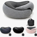 Travel Neck Pillow U-Shaped Memory Cotton Neck Pillows Massage Neck Pillow Sleeping Airplane Pillow Cervical Health Care Pillow black