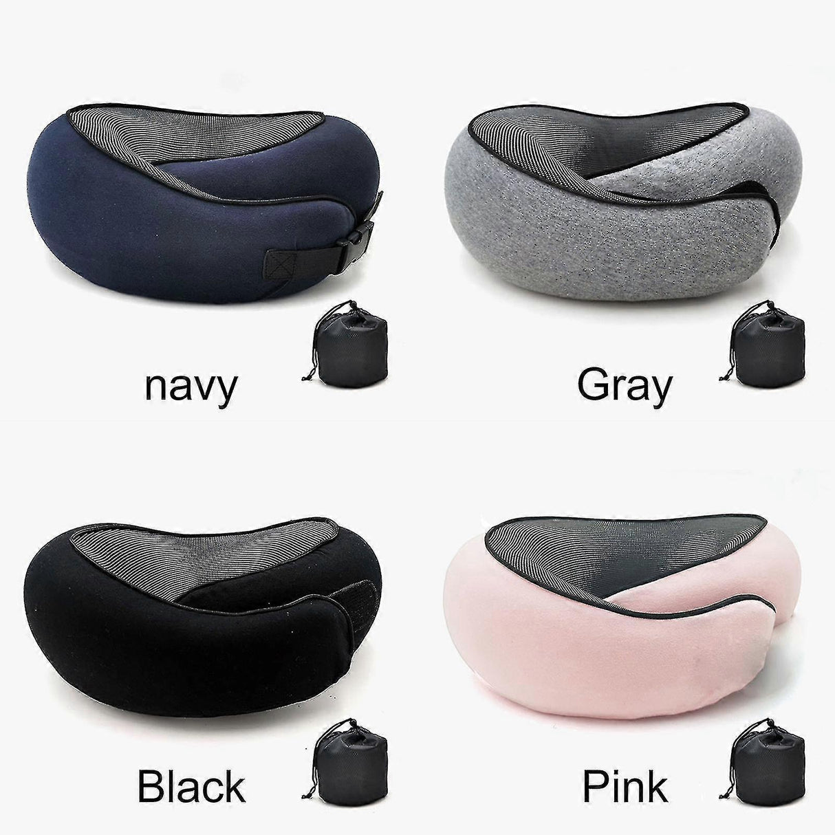 Travel Neck Pillow U-Shaped Memory Cotton Neck Pillows Massage Neck Pillow Sleeping Airplane Pillow Cervical Health Care Pillow black