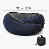 Travel Neck Pillow U-Shaped Memory Cotton Neck Pillows Massage Neck Pillow Sleeping Airplane Pillow Cervical Health Care Pillow black - Top-Down View