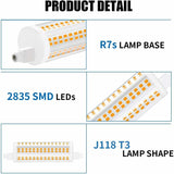 20W 118mm R7s Dimmable LED bulb, Daylight 4000K, 2200lm, 2 pcs - Equivalent to 200W Halogen, Energy Class A+ - Top-Down View