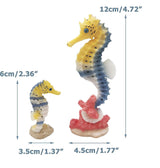 Aquarium Seahorse Decoration Resin Seahorse Statue Ornament Aquarium - 2 Pieces - Front View