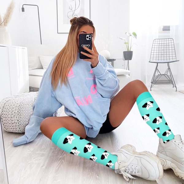Pairs Compression Socks for Women and Men 15-20 mmHg Gradual Support Knee High Socks for Nurses, Athletes, Medical Use