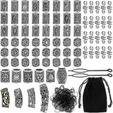 Kryc 80 Rune Beads Set With 300 Rubber Bands, Viking Beard Beads, Antique DIY Hair And Beard Beads, Nordic Hair Jewelry, Braided Bracelet, Pendant
