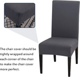 Chair Covers Set of 4 or 6, Stretch Removable Washable Chair Covers Decoration Protection Seat Covers for Hotel grey-tfrf grey 4pcs - Side View