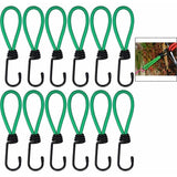 16 Pieces Rubber Straps with Hooks, Tent Rubber Hook, Camping Tent Hook Rubber Strap, for Camping, Tarpaulins, Awnings, Tents--Green - Top-Down View