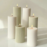 Halloween Deals DIY Silicone Candle Mold Ribbed Candle White White - Front View