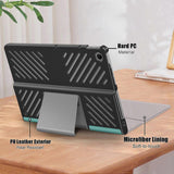 Protective Stand for Lenovo Tab Plus 11.5 inch TB351FU with Heat Dissipation in Leather Blackish Green - Top-Down View