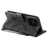 For iPhone 14 Pro Case Embossed Totem Skin Feel Wallet Leather Phone Case_yux - Top-Down View