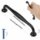 10 pcs Black Furniture Handles - Black Kitchen Furniture Handles Door Handles Drawer Bedroom Center Distance 128mm, Handles for Wardrobes - Front View