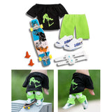 Finger Skateboard With Shoes Mini Scooter Finger Toy Set Gripboard Shoes And Pants Finger Skate Board Mini Skateboard 0.04 Black Series - Front View