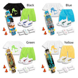 Finger Skateboard With Shoes Mini Scooter Finger Toy Set Gripboard Shoes And Pants Finger Skate Board Mini Skateboard 0.04 Black Series - Side View