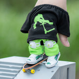 Finger Skateboard With Shoes Mini Scooter Finger Toy Set Gripboard Shoes And Pants Finger Skate Board Mini Skateboard 0.04 Black Series - Rear View