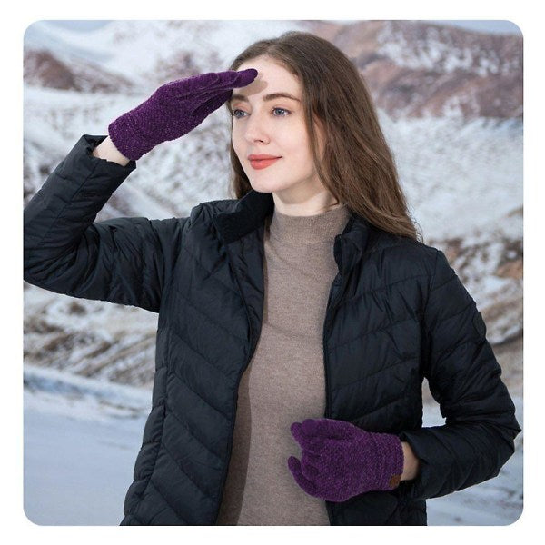 Knitted gloves \"touchscreen gloves women, warm knitted gloves\" (2 pairs)(bright yellow) bright yellow