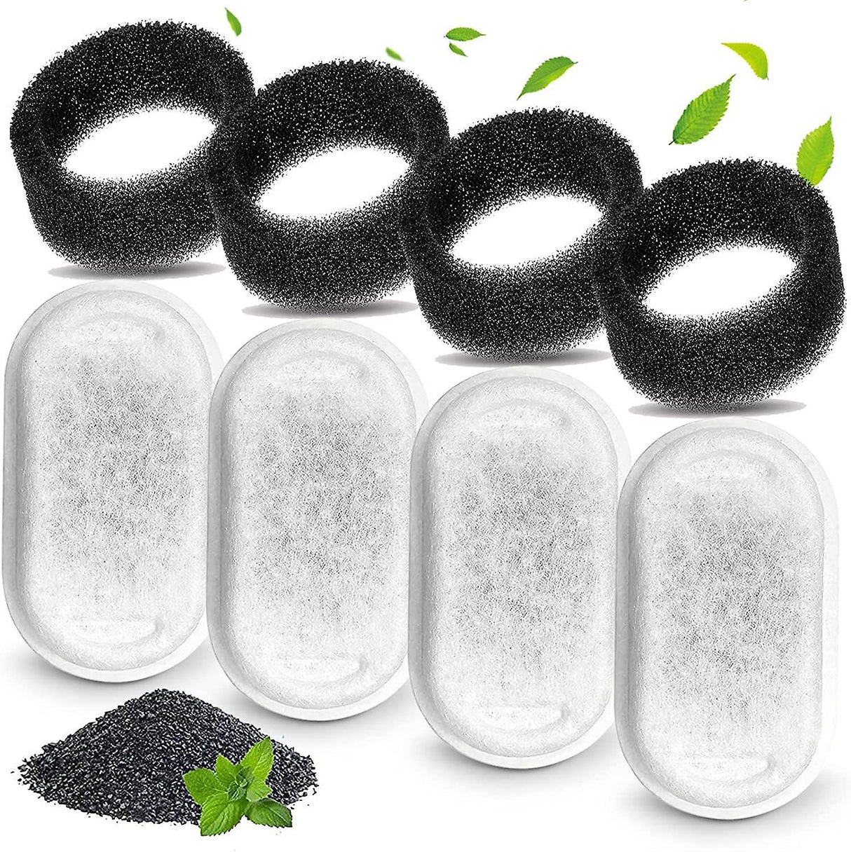 Cat Water Fountain Filter Set of 16 Compatible with Stainless Steel Pet Fountain Includes 8 Replacement Filters and 8 Sponges