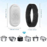 Cat Water Fountain Filter Set of 16 Compatible with Stainless Steel Pet Fountain Includes 8 Replacement Filters and 8 Sponges - Side View