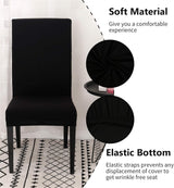 Dining Room Chair Covers, Set of 4 or 6, Stretchy, Removable, Washable, Chair Covers, Decorative Covers, Seat Covers for Hotels Black-tfrf Black 6pcs - Front View