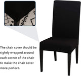 Dining Room Chair Covers, Set of 4 or 6, Stretchy, Removable, Washable, Chair Covers, Decorative Covers, Seat Covers for Hotels Black-tfrf Black 6pcs - Side View
