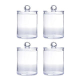 Sophisticated Crystal Glass Apothecary Jars for Bathroom Accessories, Clear Glass Container with Removable Lids for Vanity Organizers, Decora