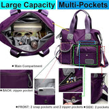 Tote Bag for Women, Spacious Handbag with Multiple Compartments and Zipper, Lightweight Shoulder Bag for Ladies, Nylon Crossbody (Pure Red) Red - Top-Down View