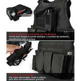 Tactical Vest, Adjustable Plate Carrier for Army, Police, Black - Front View