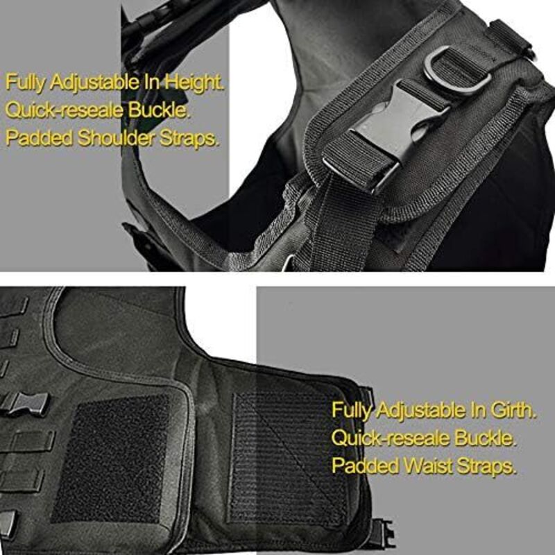 Tactical Vest, Adjustable Plate Carrier for Army, Police, Black