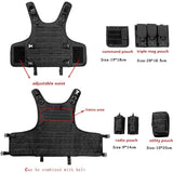 Tactical Vest, Adjustable Plate Carrier for Army, Police, Black