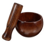 Set Wooden Mortar Pestle Set Kitchen Grinding Bowl Mortar Pestle Set For Guacamole_MGF - Front View