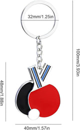 Table Tennis Racket Keychain - Sports Keychain Table Tennis Racket Bag Ornament | Table Tennis Key Holder Keychain - 45-Degree Angle