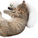 Pet Fur, Cat and Dog Pillow, Relief for Pet Play, Tear and Bite Resistant, U-Shaped Headrest, White - Front View