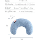 Pet Fur, Cat and Dog Pillow, Relief for Pet Play, Tear and Bite Resistant, U-Shaped Headrest, White - Top-Down View