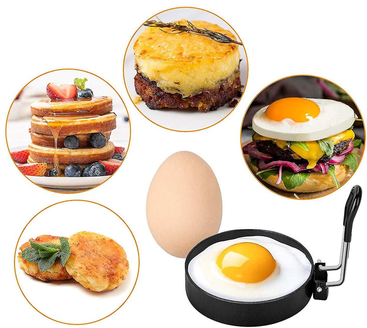 Stainless Steel Egg Ring Pancake Mold for Fried Eggs and Omelets - 4 Pieces