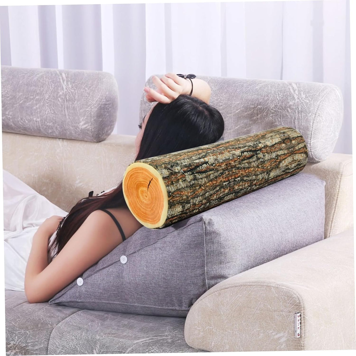 Creative natural wood design log soft chair cushions pillows round wood grain stump shaped decorative pillows pillowcase home decor