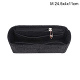 Multi-Pocket Women Insert Bag Handbag in felt fabric Black Black Black M