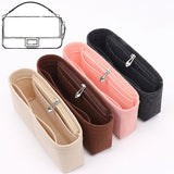 Multi-Pocket Women Insert Bag Handbag in felt fabric Black Black Black M - Front View