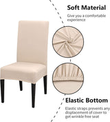 Chair Covers Set of 4 or 6, Stretch Removable Washable Chair Covers Decoration Slipcovers Seat Covers for Hotel beige-tfrf beige 4pcs - Front View