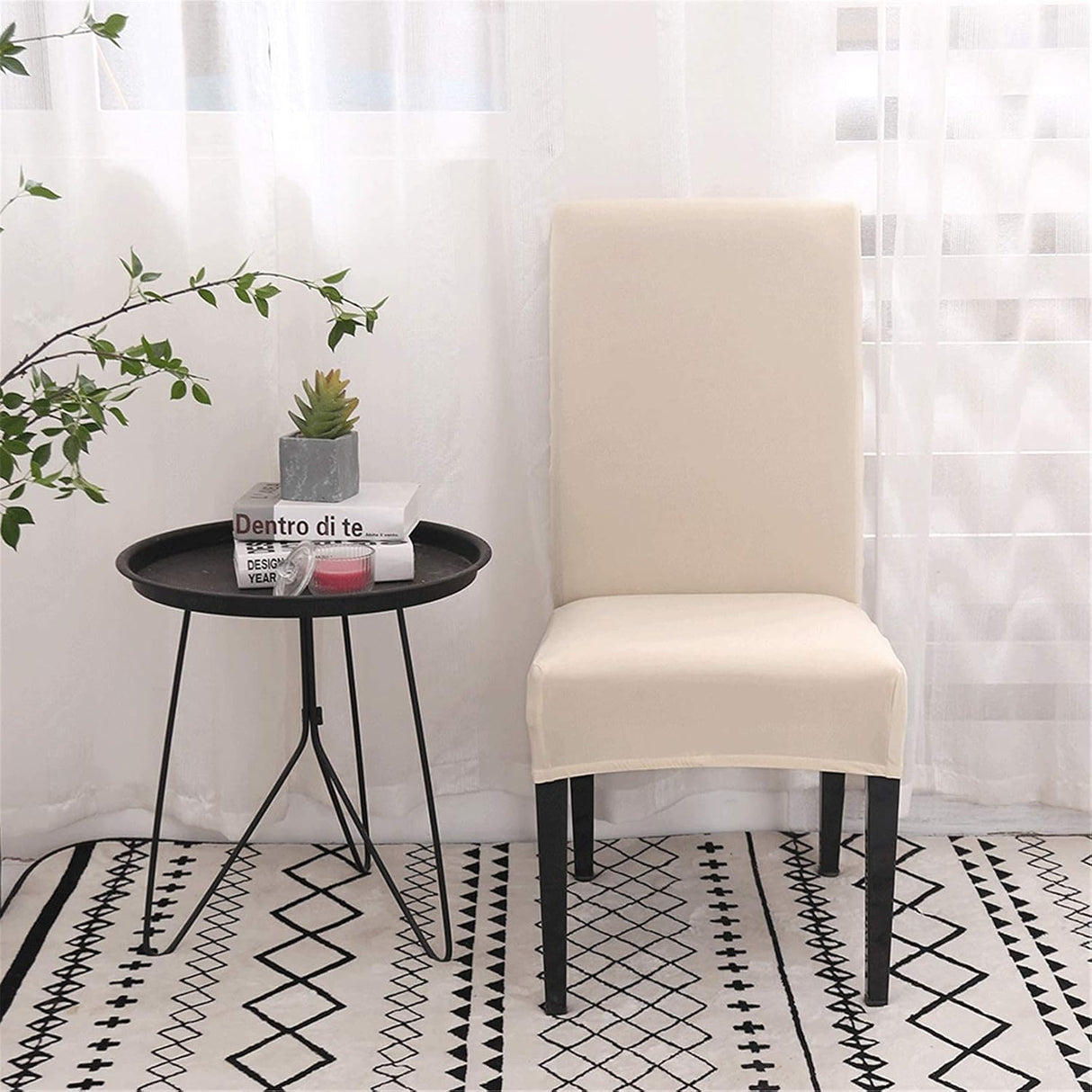 Chair Covers Set of 4 or 6, Stretch Removable Washable Chair Covers Decoration Slipcovers Seat Covers for Hotel beige-tfrf beige 4pcs