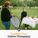 60 x 90 cm Light Reflectors 5-in-1 Photo Foldable Photo Reflector Large Oval Portable Foldable Light Reflector, with Carrying Bag - Front View