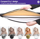 60 x 90 cm Light Reflectors 5-in-1 Photo Foldable Photo Reflector Large Oval Portable Foldable Light Reflector, with Carrying Bag - Side View