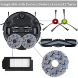Filter Brush Cloth Replacement Accessories Set for Ecovacs DEEBOT T20 Omni T10 Omni DEEBOT X1 Omni X1 Turbo X1 Plus Robot Vacuum Cleaner (15 Pieces) - 45-Degree Angle