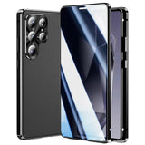 Compatible with Samsung Galaxy S25 Ultra Case Anti-Spy Double-Sided Tempered Glass Magnetic Phone Case - WELLNGS Black_yux Black - Front View