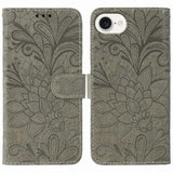 Case for iPhone 16e Lace Flowers PU Leather Flip Wallet Case