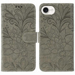 Case for iPhone 16e Lace Flowers PU Leather Flip Wallet Case
