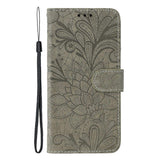 Case for iPhone 16e Lace Flowers PU Leather Flip Wallet Case