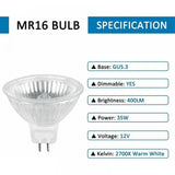 GU5.3 35W 12V Halogen lamp, MR16 Halogen Spot lamp, 6-pack - Front View
