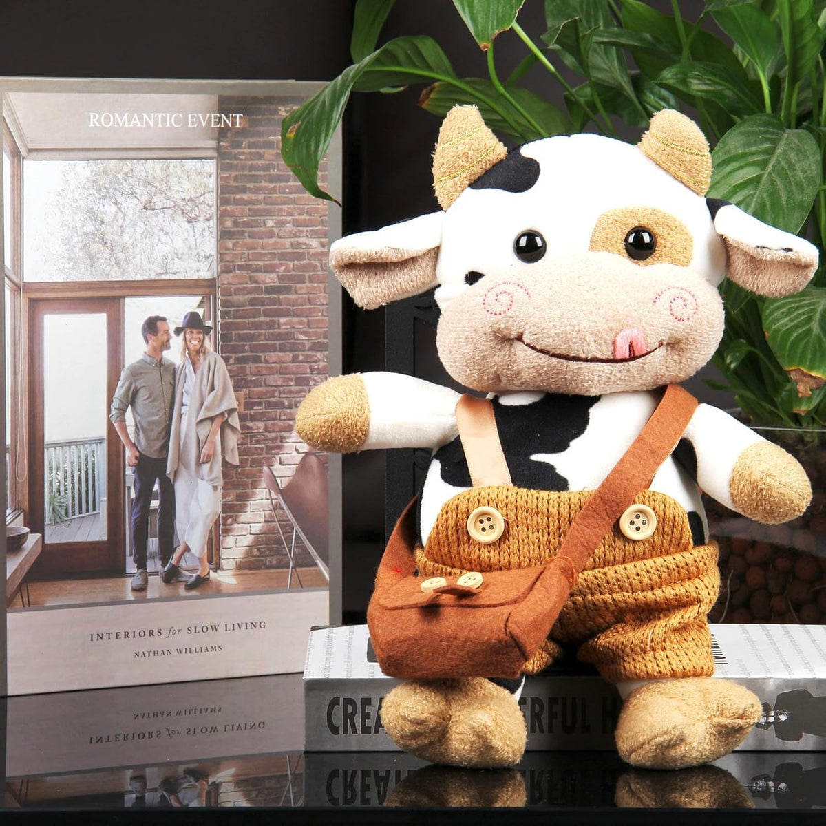 Cow plush toy cow cuddly toy 30 cm large milk pillow soft cow plush toy cow hug pillow, brown—yux
