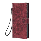Mandala Embossed Retro Frosted Leather Phone Case Red For Samsung Galaxy S21 Ultra 5G - Front View