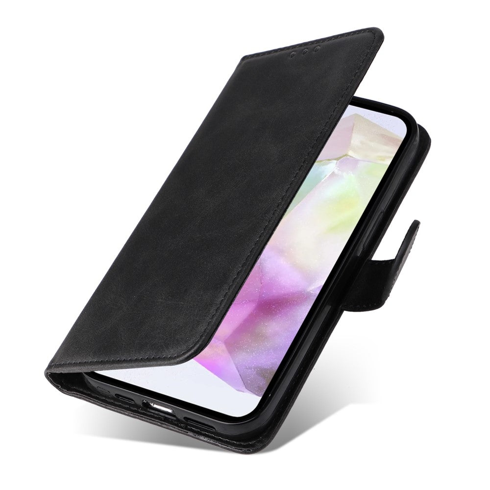 SKALO Samsung A56 5G PU Leather Wallet Case - Multiple Colors Black_max Black